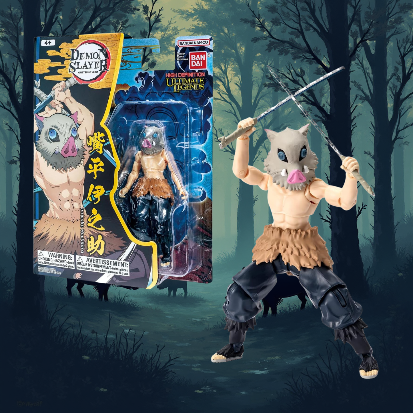 Action figure Inosuke Hashibira Demon Slayer Bandai Namco Ultimate Legends ufficiale