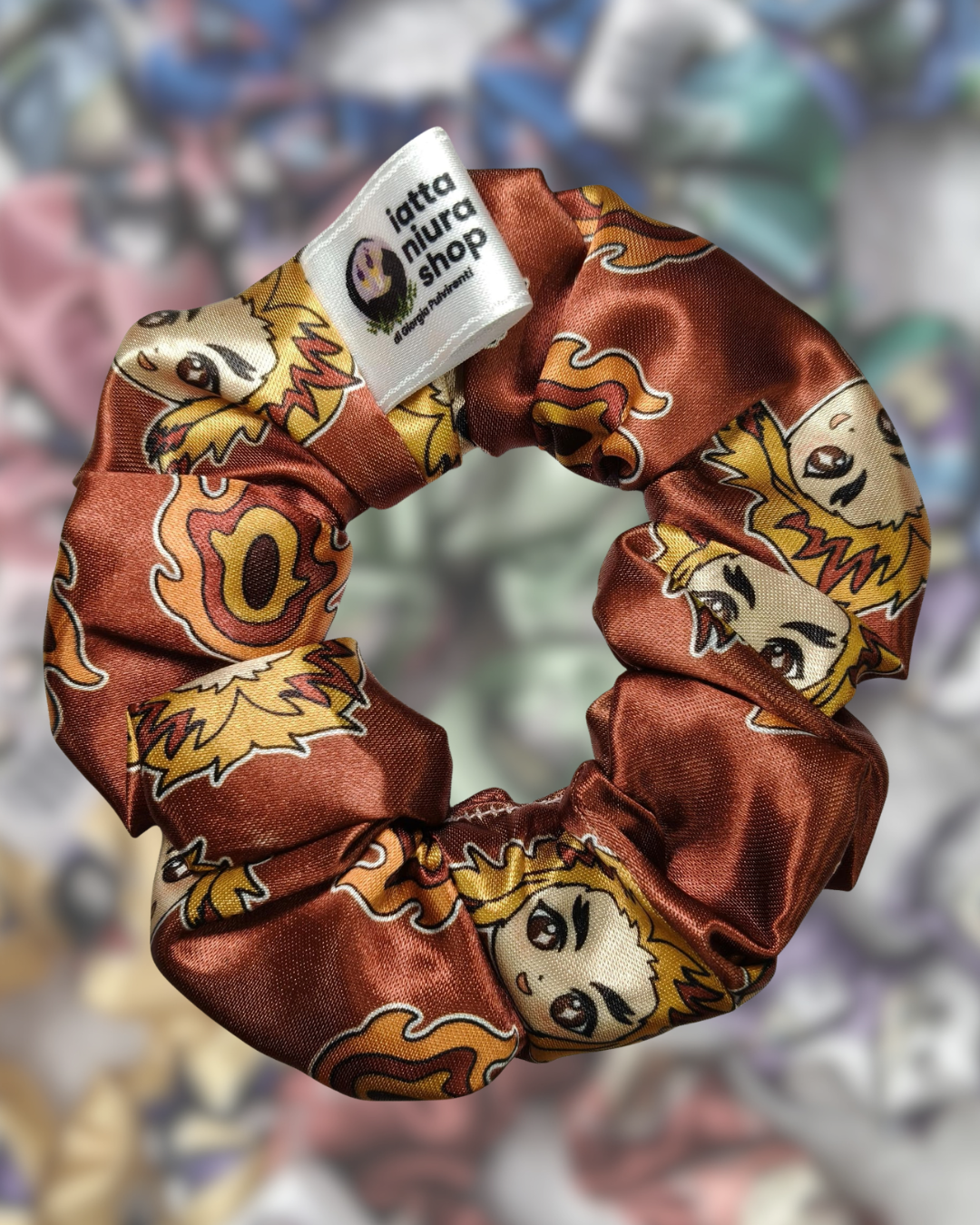 Scrunchie in raso a tema (Pilastro delle fiamme) - Artigianale