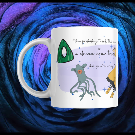 Tazza bianca con stampa indelebile porta magica artigianale 11oz