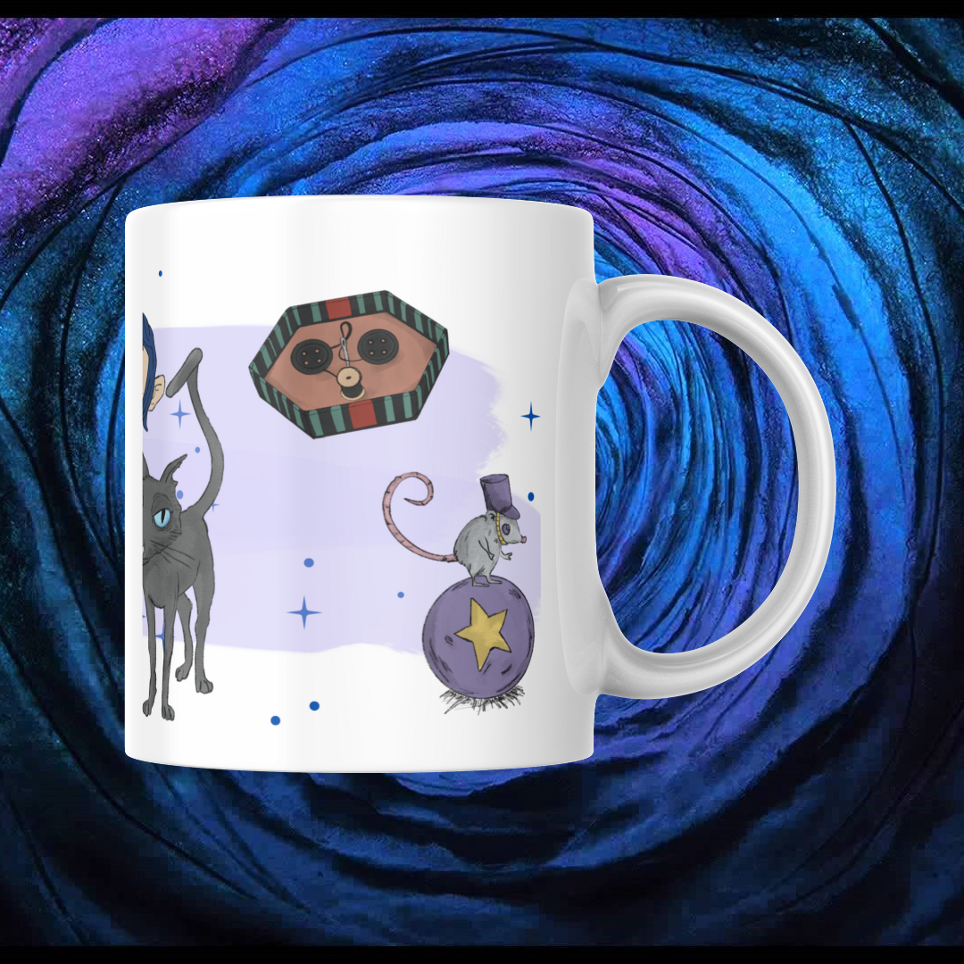 Dettaglio tazza ceramica porta magica design unico artigianale made in Italy