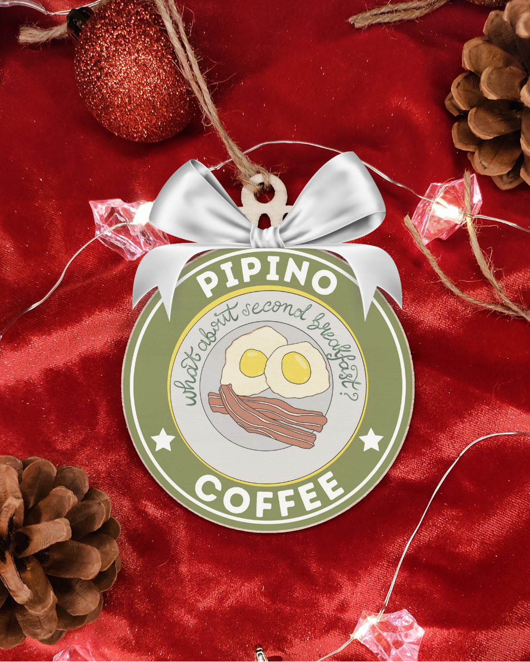 Sfera natale legno artigianale con piccolo eroe fantasy tema avventura