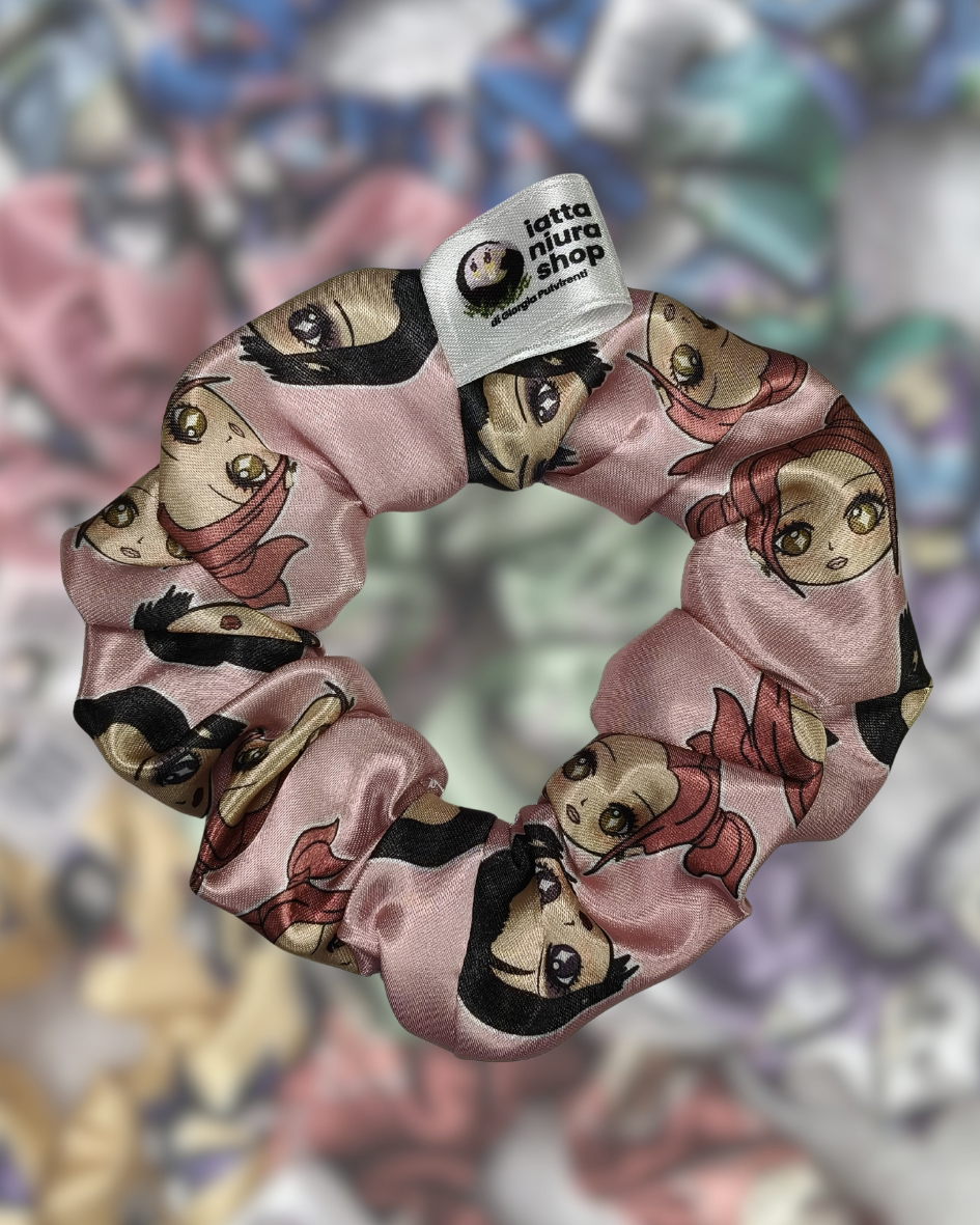 Scrunchie in raso a tema (Punk and Dreamer) - Artigianale