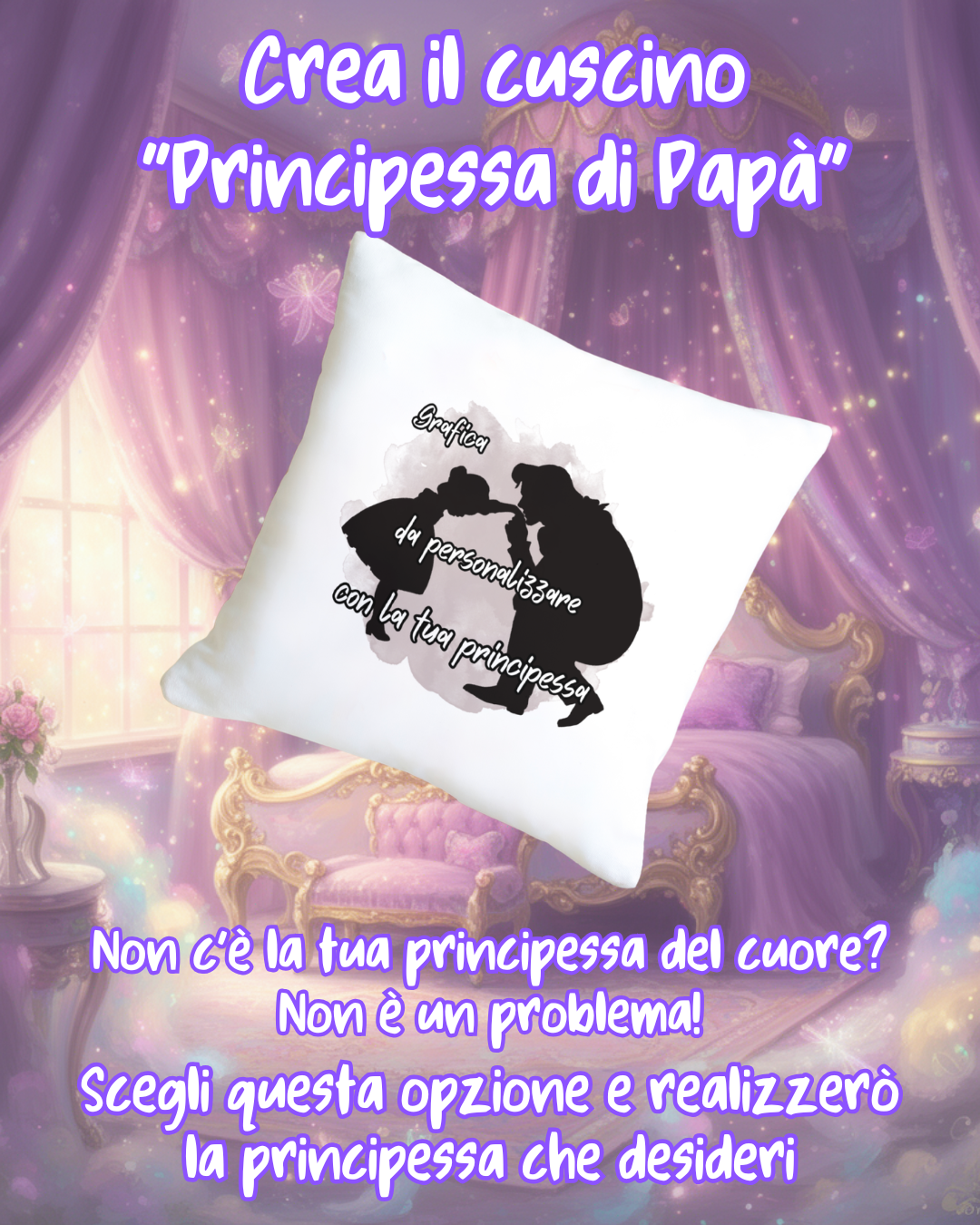 Cuscino Principessa di Papà Personalizzato - Raso