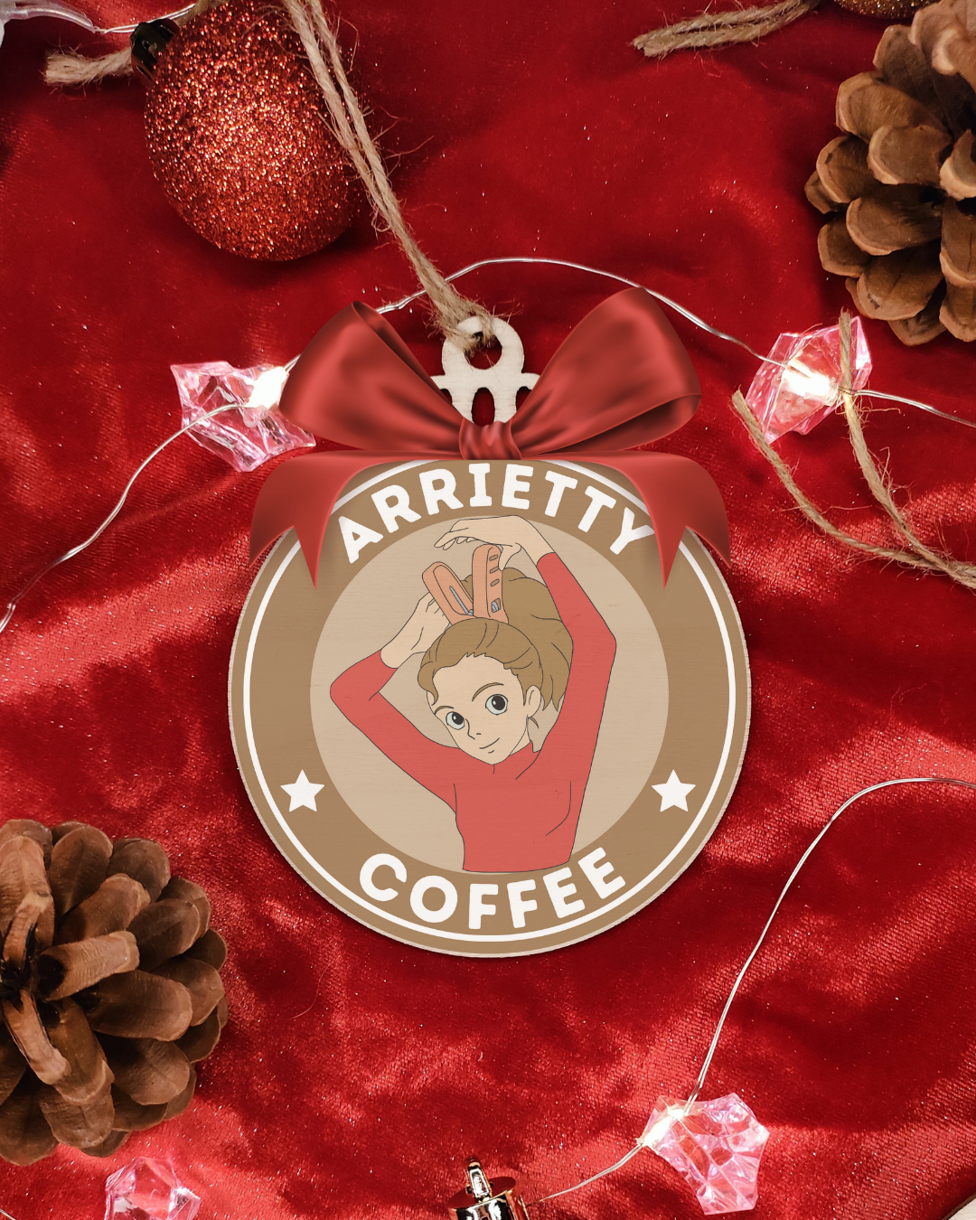 Sfera natale legno artigianale con piccolo popolo tema animazione giapponese