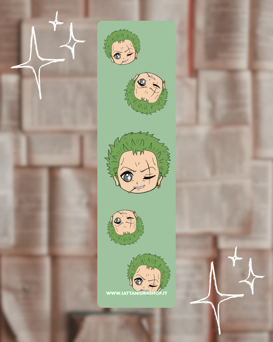 Segnalibro a tema anime (Zoro) - Grafica esclusiva, Plastificato