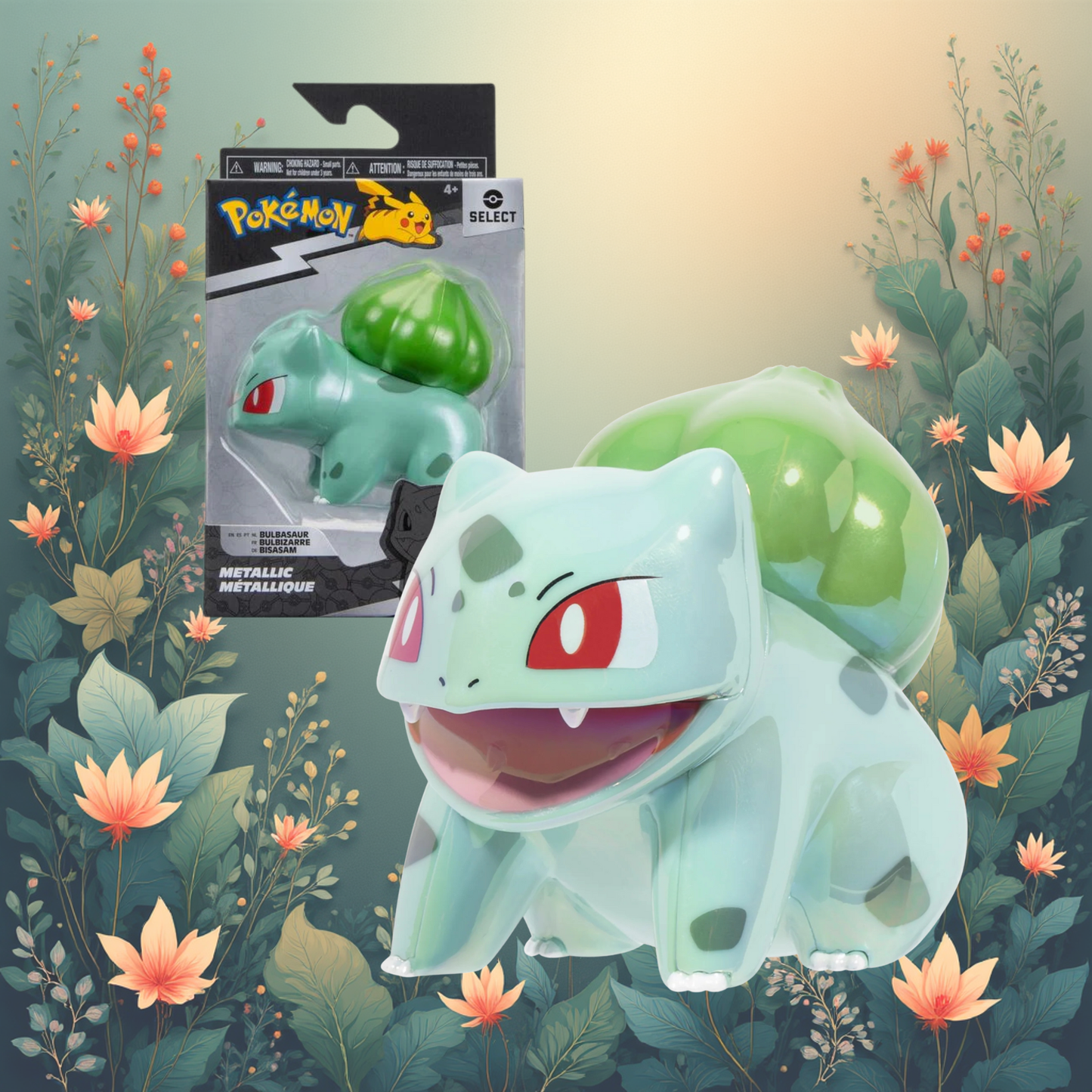 Action figure Bulbasaur Pokemon Select ufficiale 8cm finitura iridescente glossy