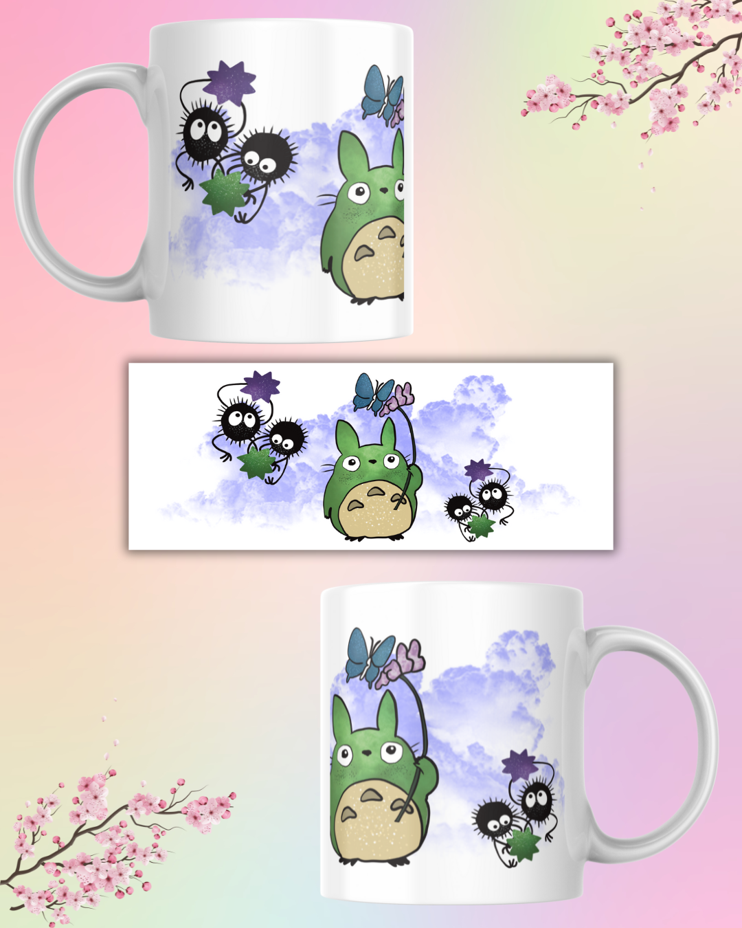 Tazza ceramica artigianale con spirito della foresta stile anime giapponese