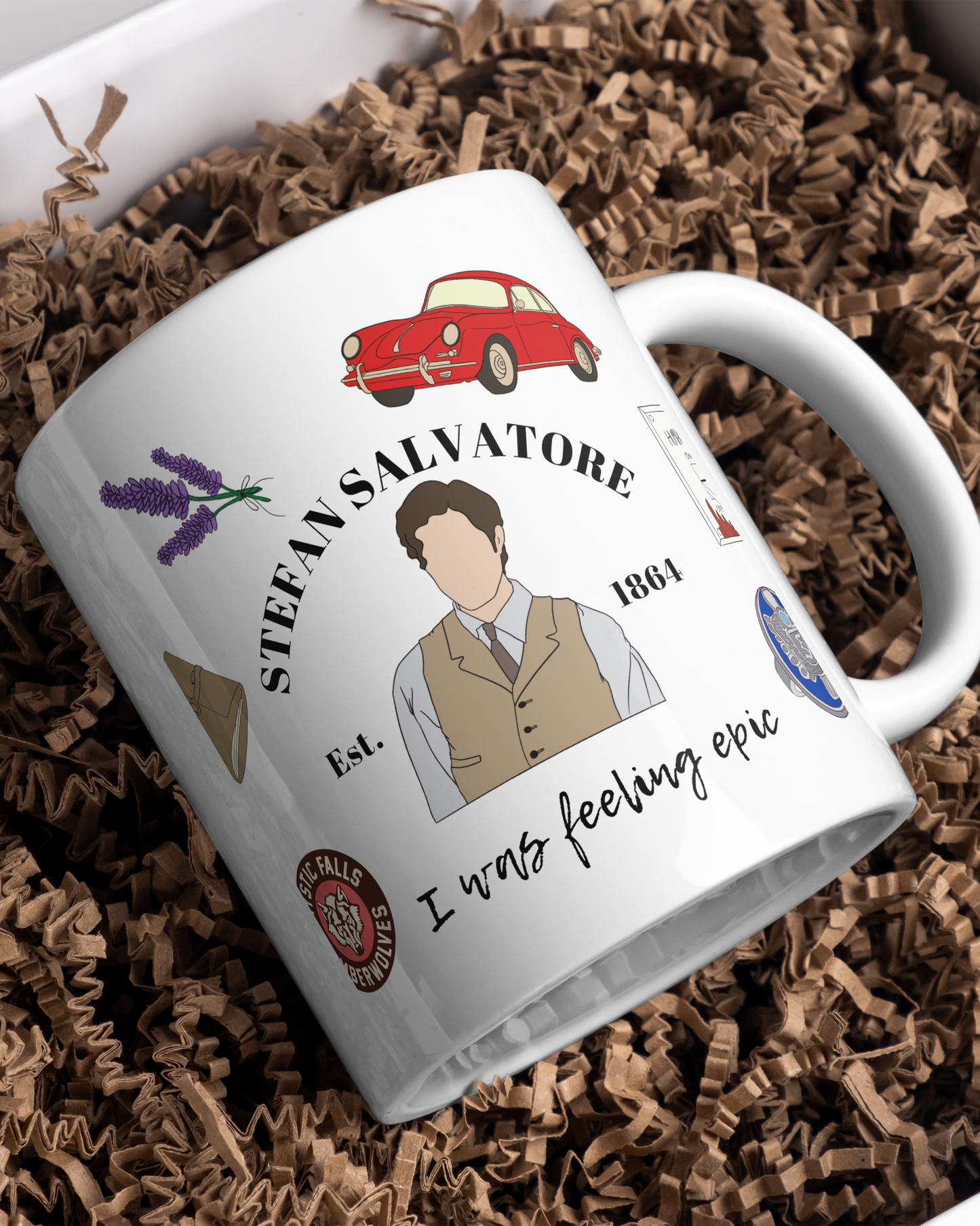 Tazza ceramica artigianale con vampiro quarterback tema serie tv paranormale