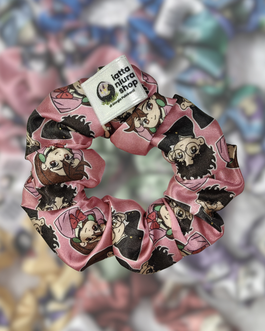 Scrunchie in raso a tema (Spiriti/Alieni) - Artigianale