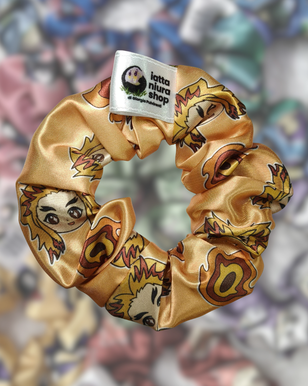 Scrunchie in raso a tema (Pilastro delle fiamme) - Artigianale