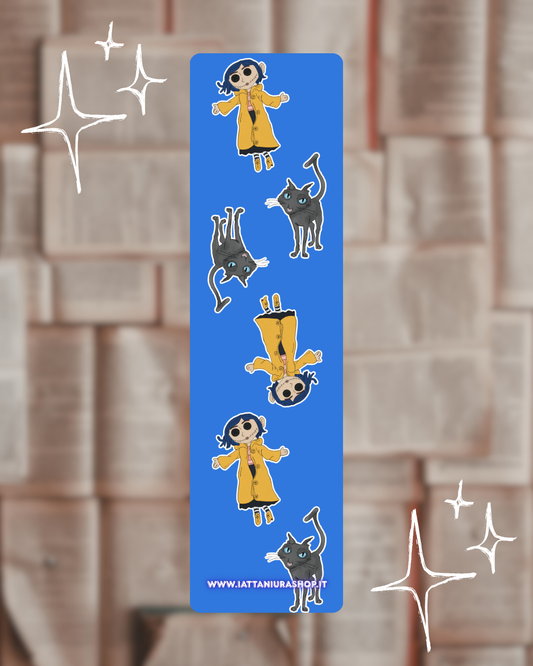 Segnalibro a tema (Bambolina porta magica e gatto nero) - Grafica esclusiva, Plastificato