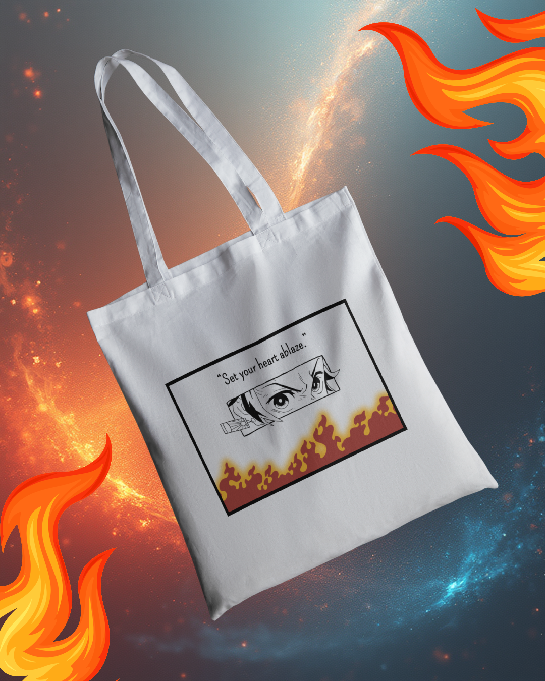 Tote bag artigianale con cacciatore di demoni tema anime giapponese