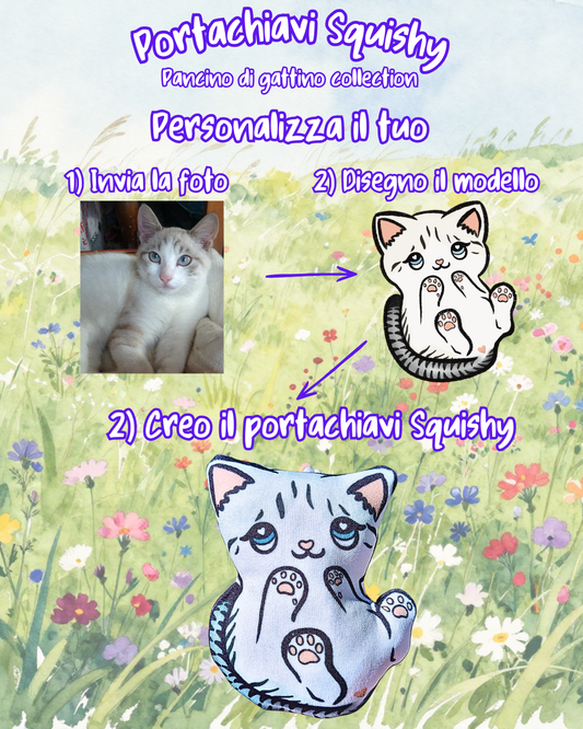 Portachiavi Gattino Squishy - Personalizzato da una foto
