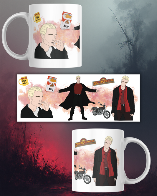 Tazza ceramica artigianale con vampiro biondo stile serie tv paranormal