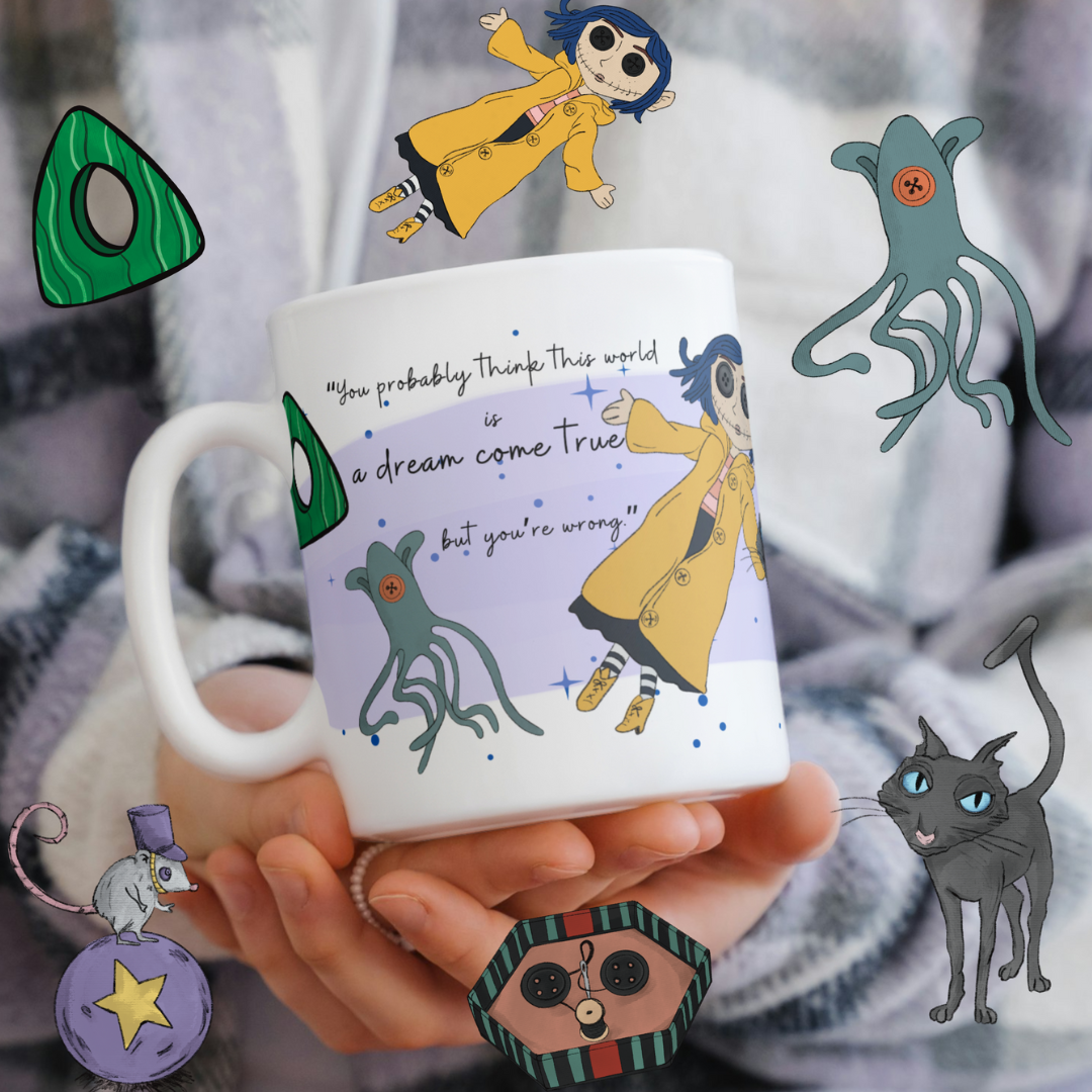 Tazza ceramica artigianale porta magica tema mondi paralleli fantasy