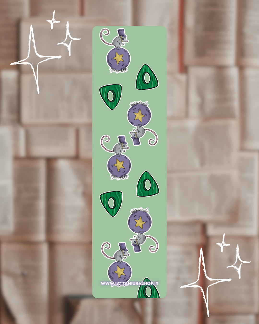 Segnalibro a tema (Topino e Triangolo magico) - Grafica esclusiva, Plastificato