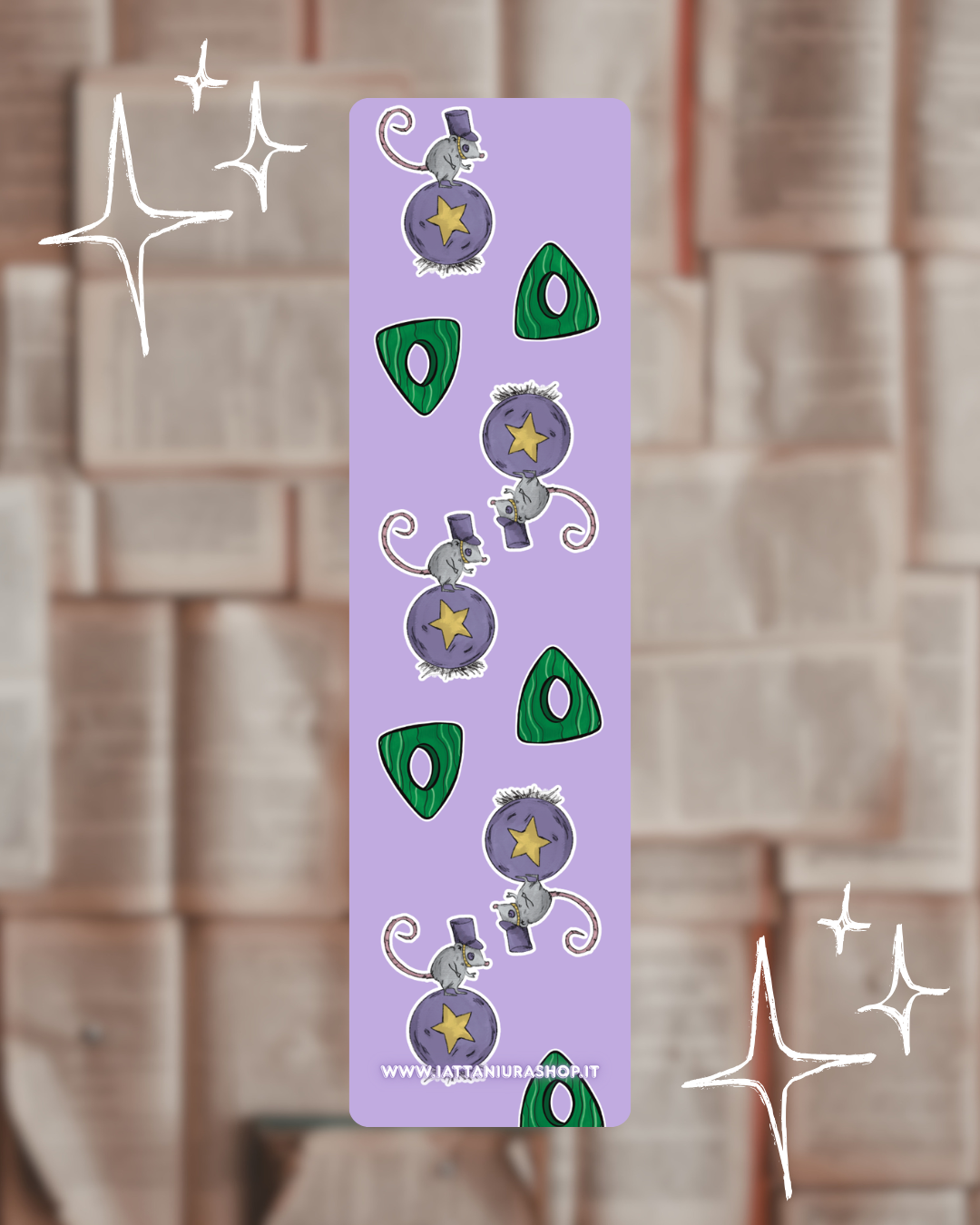 Segnalibro a tema (Topino e Triangolo magico) - Grafica esclusiva, Plastificato
