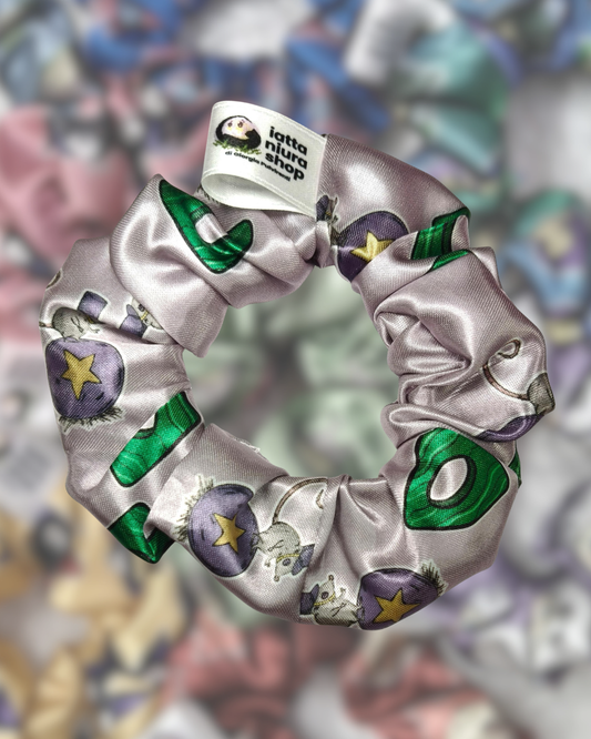 Scrunchie in raso a tema (Topino e Trangolo magico) - Artigianale