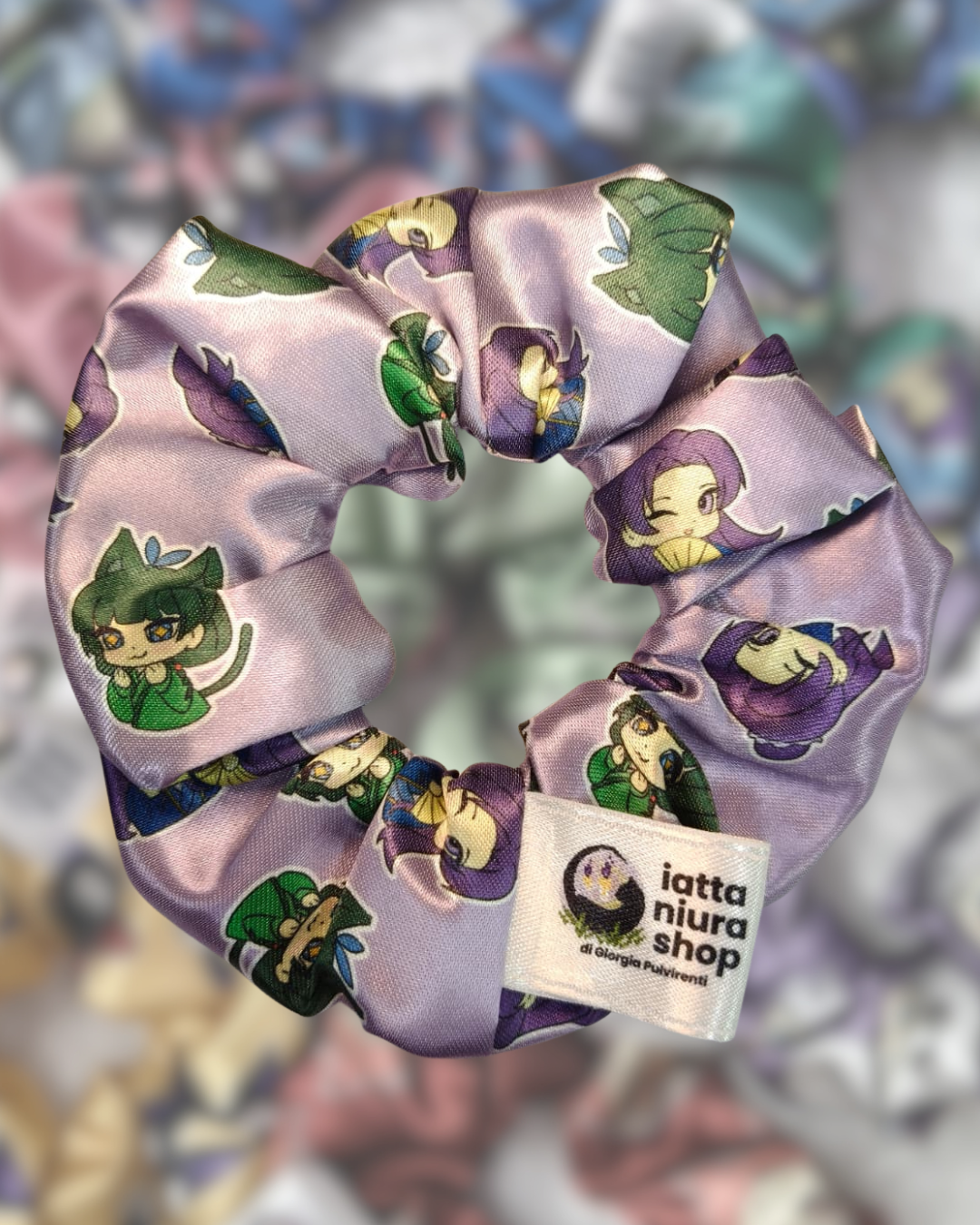 Scrunchie in raso a tema (Speziale) - Artigianale