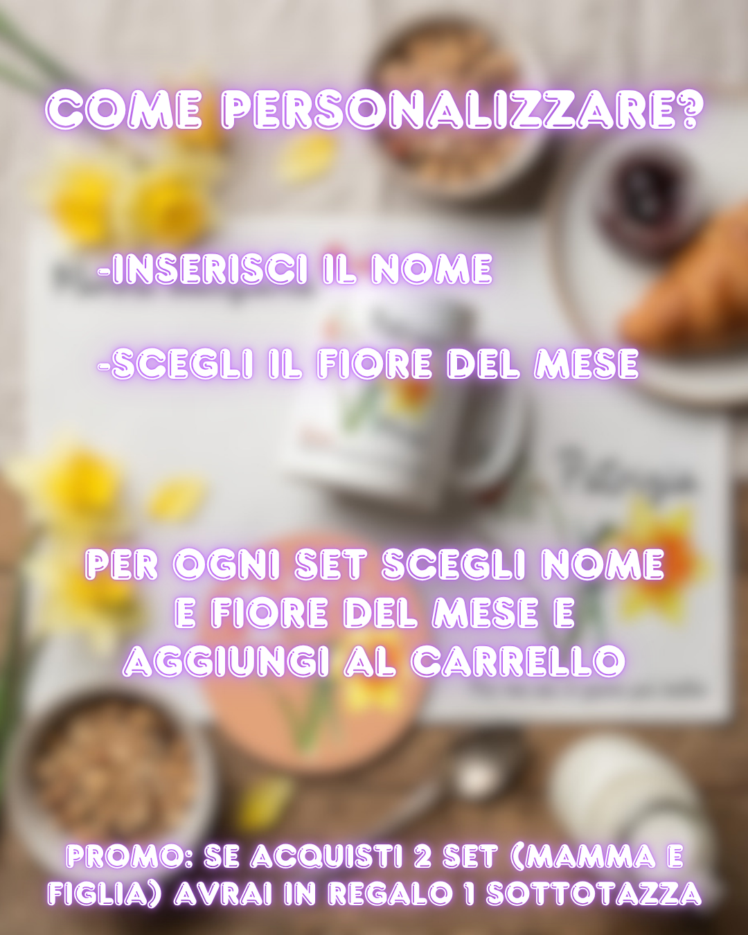 Kit Colazione Perfetta – Tazza Ceramica & Tovaglietta | Personalizzato con Fiore del Mese