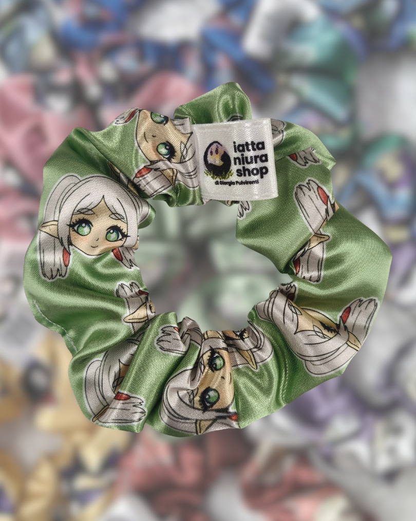 Scrunchie in raso a tema (Elfa immortale) - Artigianale