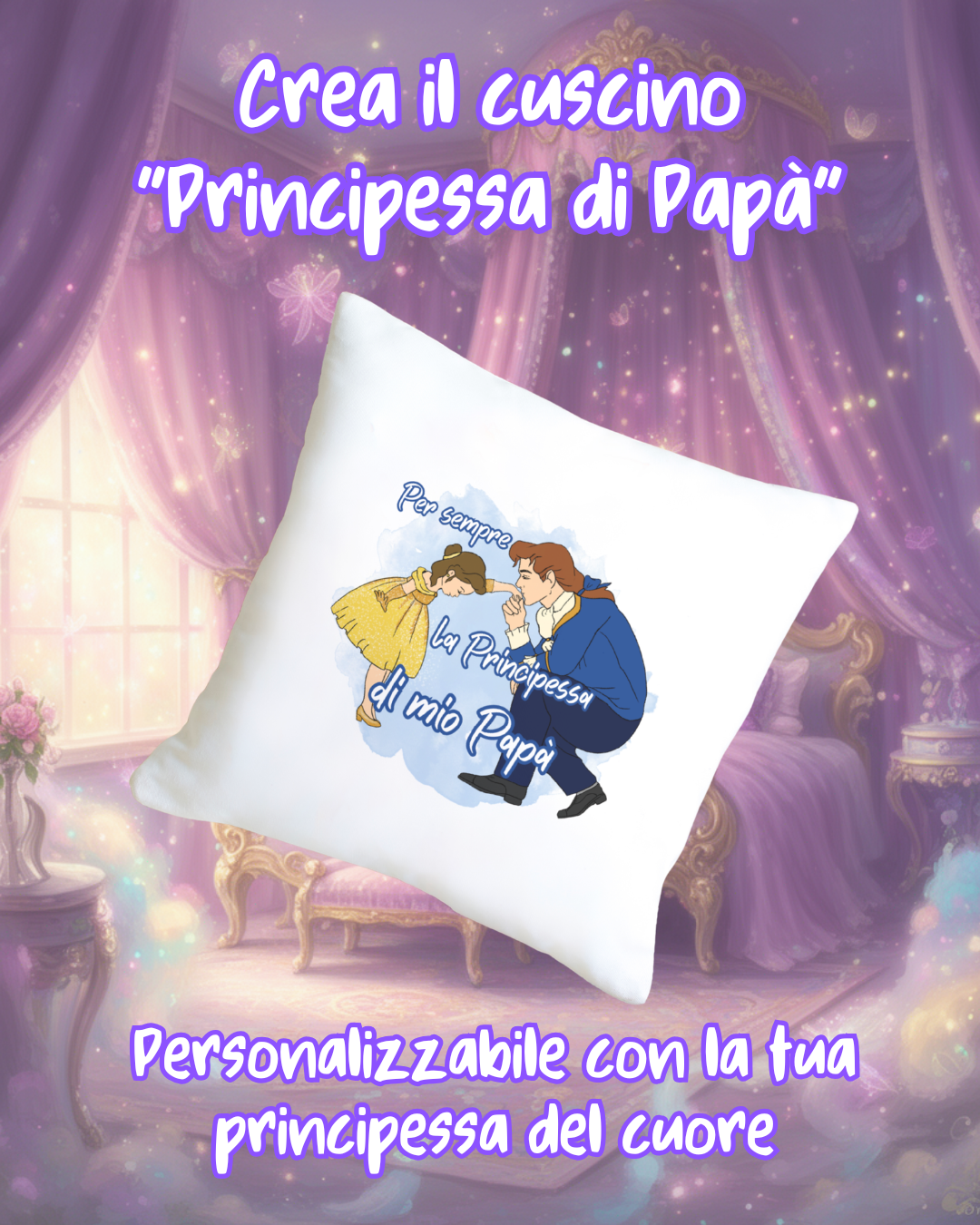 Cuscino Principessa di Papà Personalizzato - Raso