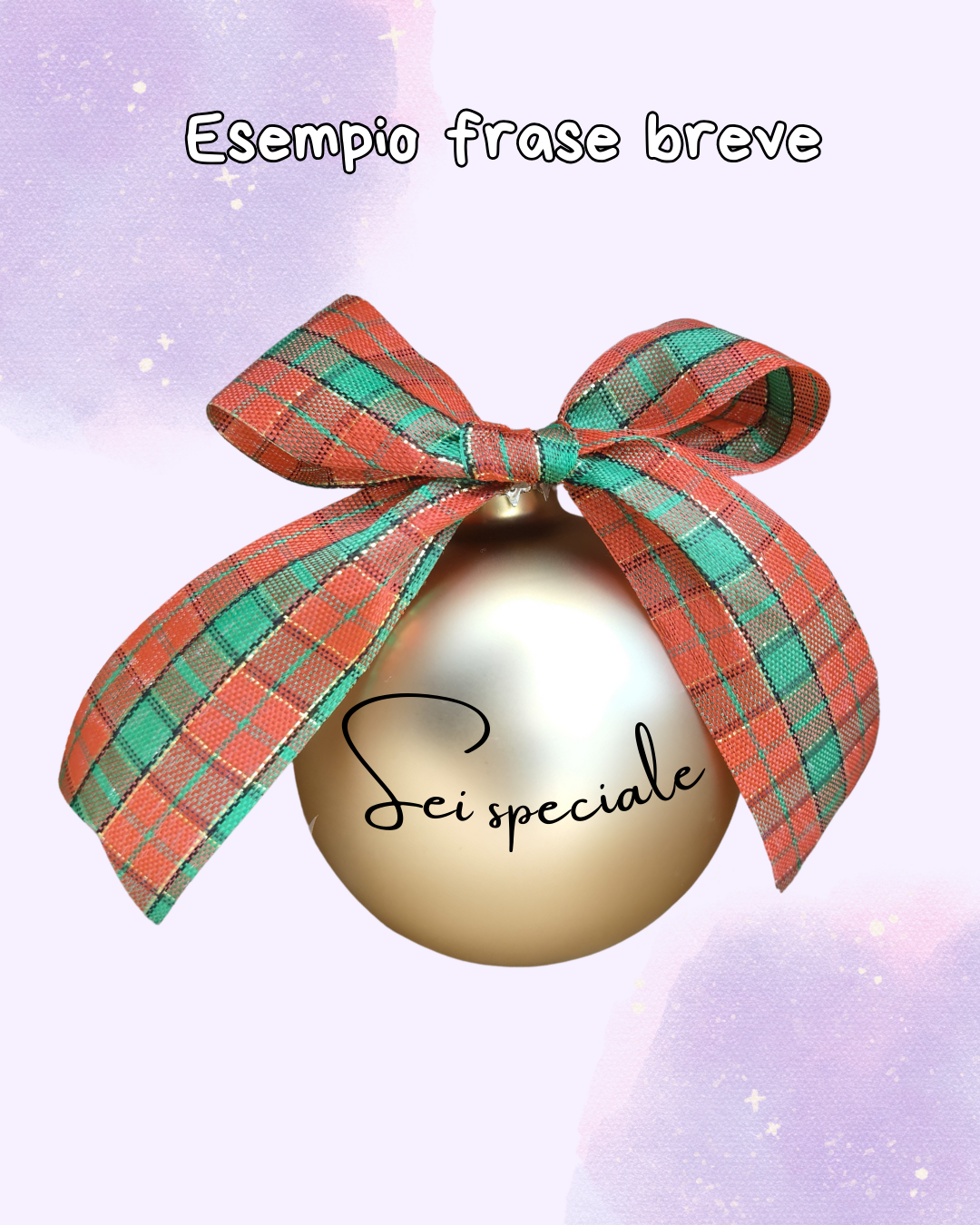 Palla di Natale artigianale vetro con personalizzazione nome e fiocco decorativo tartan rosso