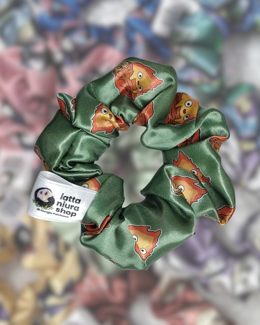 Scrunchie in raso a tema (Fiamma magica) - Artigianale