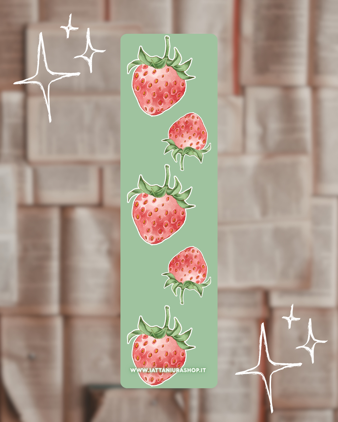 Segnalibro a tema (Fragole) - Grafica esclusiva, Plastificato