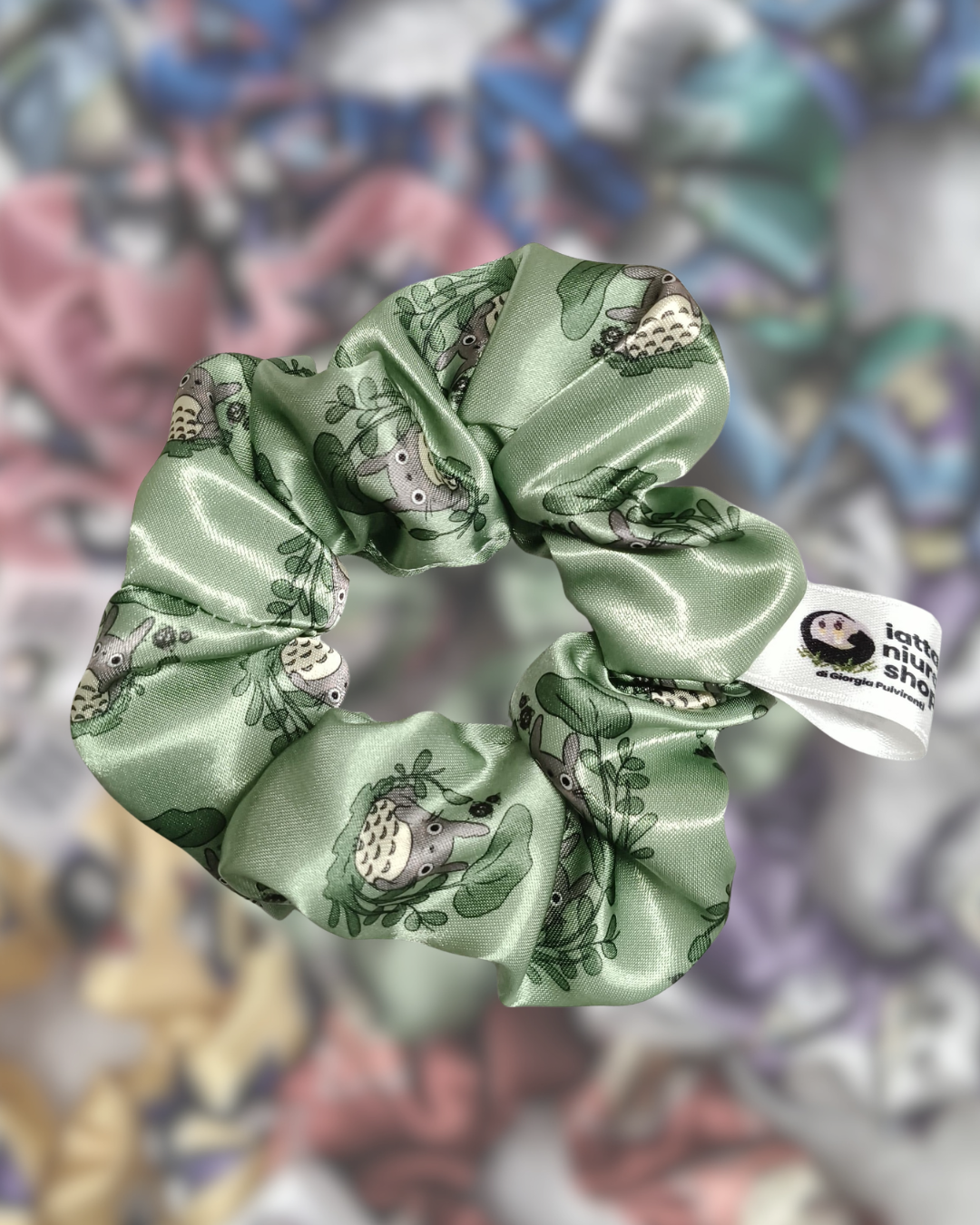 Scrunchie in raso a tema (Animale delle foreste magiche) - Artigianale
