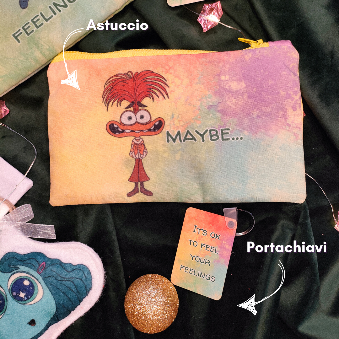 Astuccio artigianale cucito a mano tema emozioni a colori