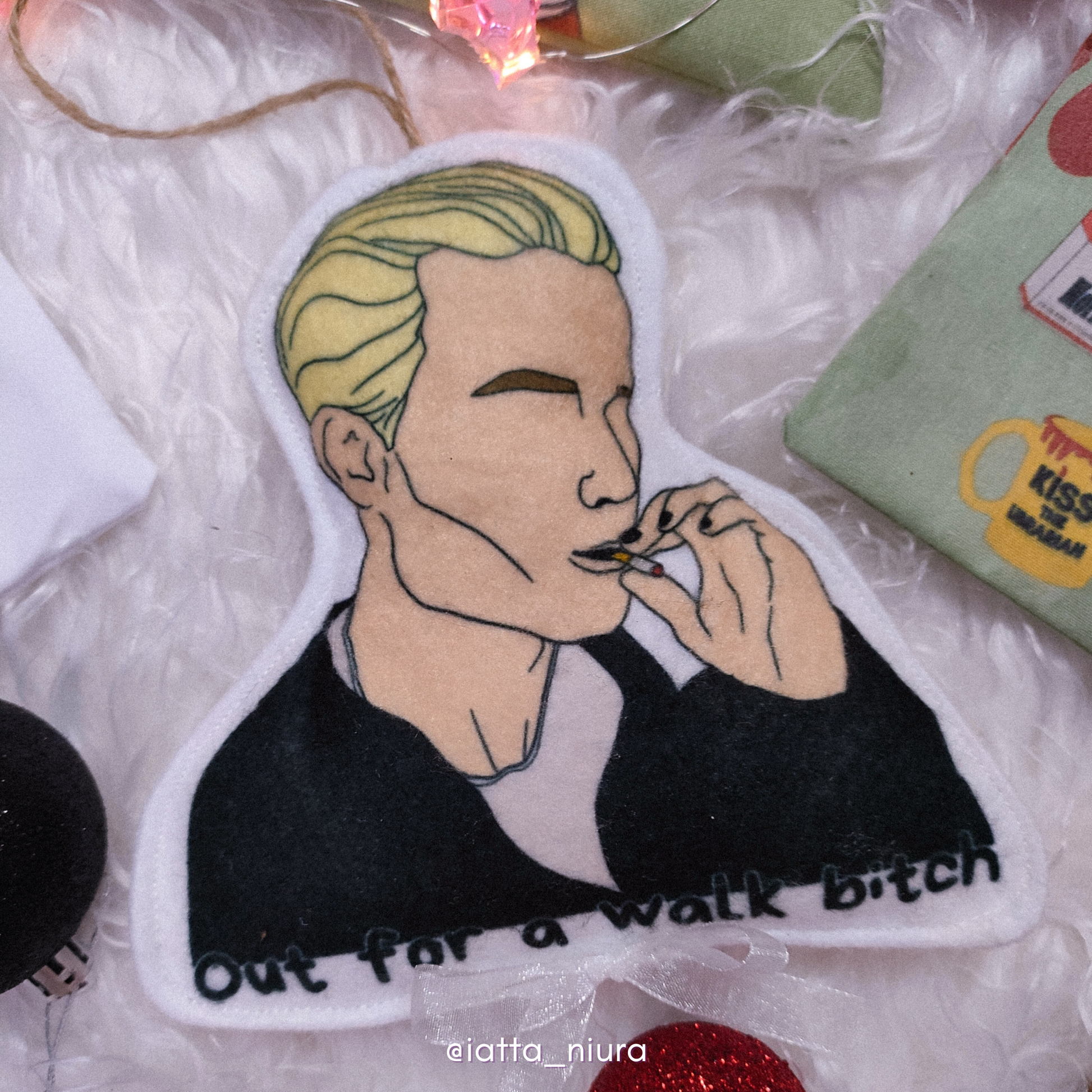 Shopper tote bag artigianale tema vampiro ribelle cucita a mano