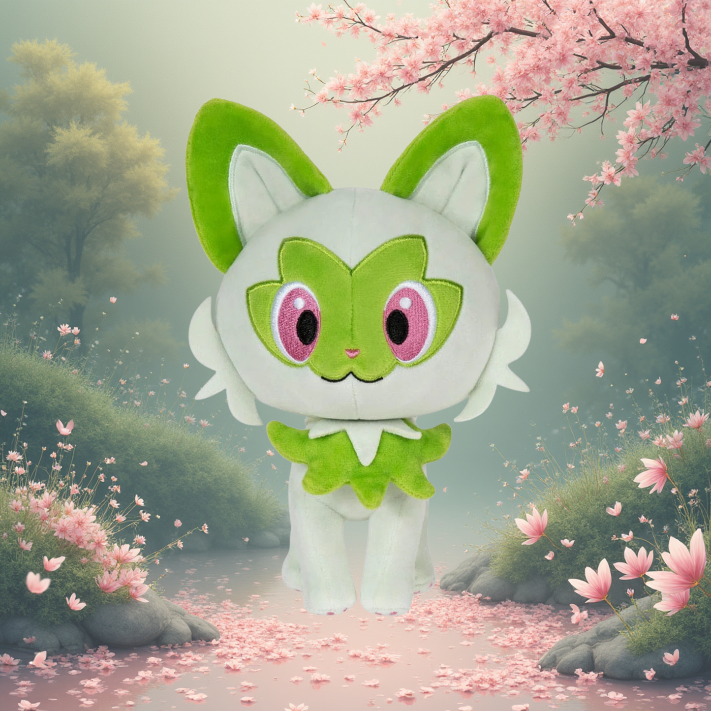 Peluche Sprigatito Pokemon ufficiale 20cm morbido starter Paldea da collezione