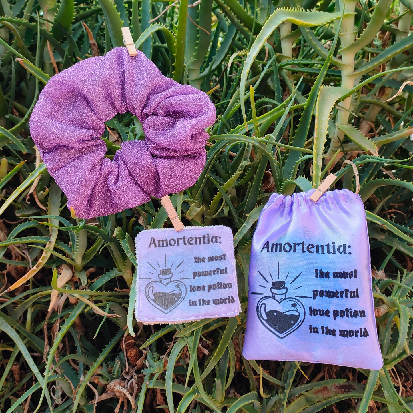 Set skincare artigianale tema pozione amore mondo magico 4 pezzi riutilizzabili