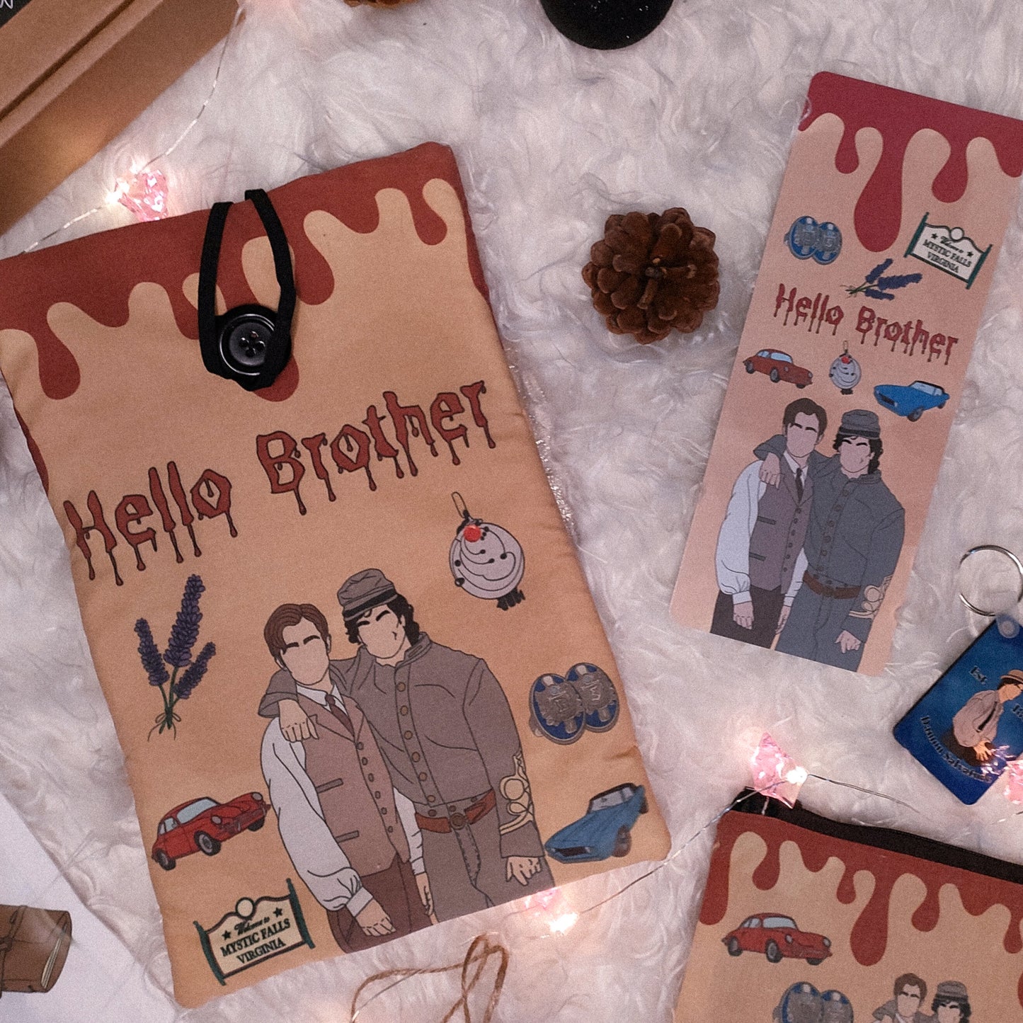 Segnalibro plastificato artigianale con fratelli vampiri stile paranormale