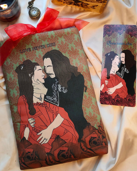 Set lettura artigianale gotico con astuccio libro e segnalibro tema vampiri