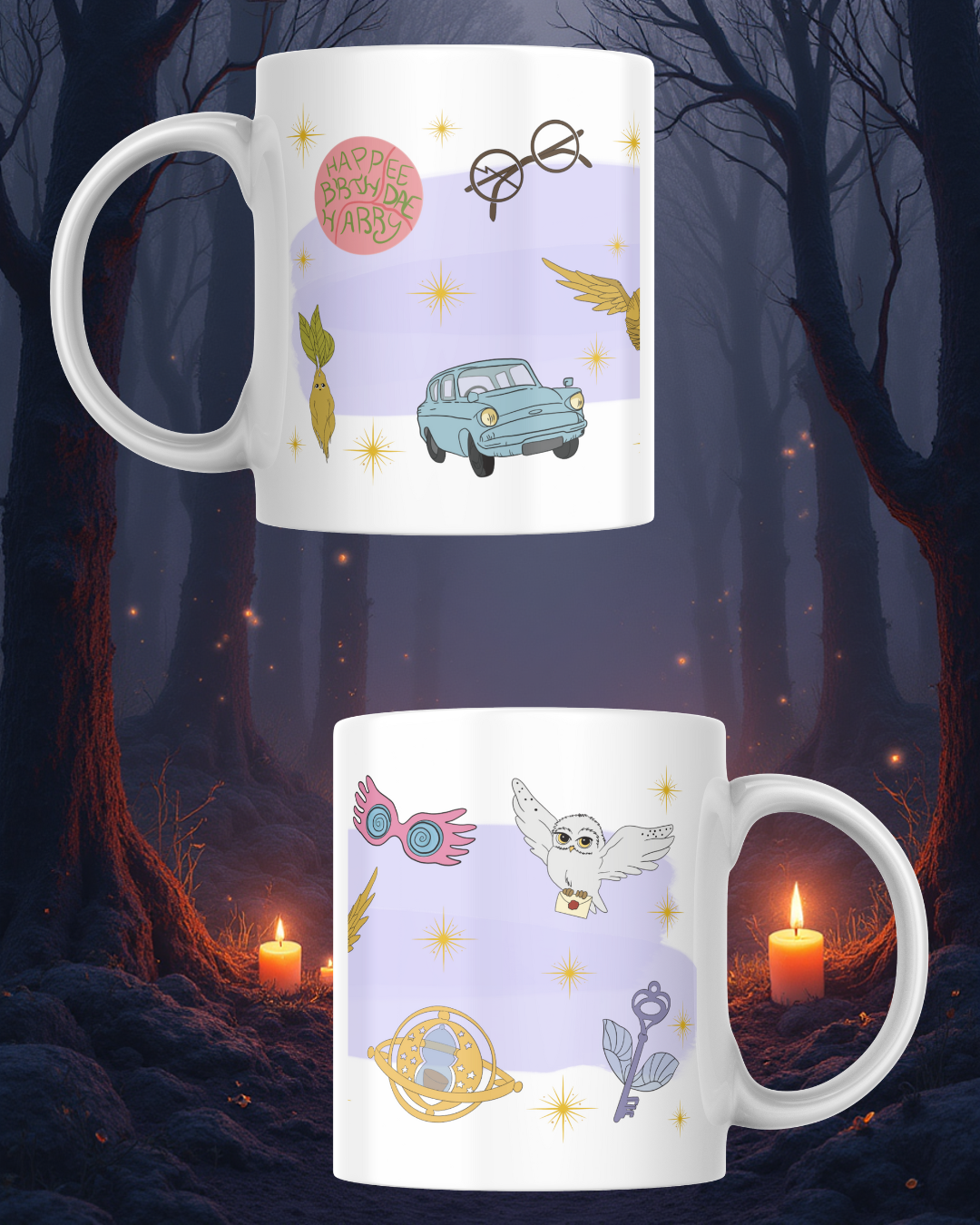 Tazza ceramica artigianale con scuola di magia tema mondo magico fantasy