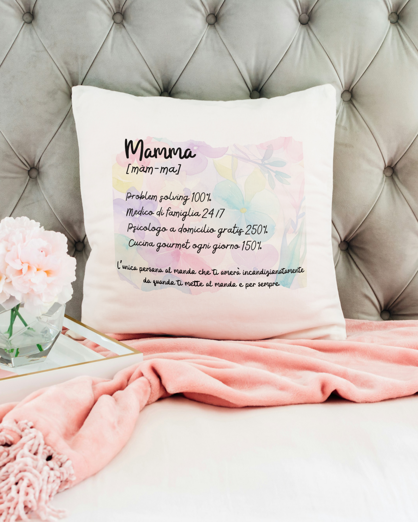 Cuscino in Raso 45x45 cm – Festa della Mamma | Idea Regalo Artigianale