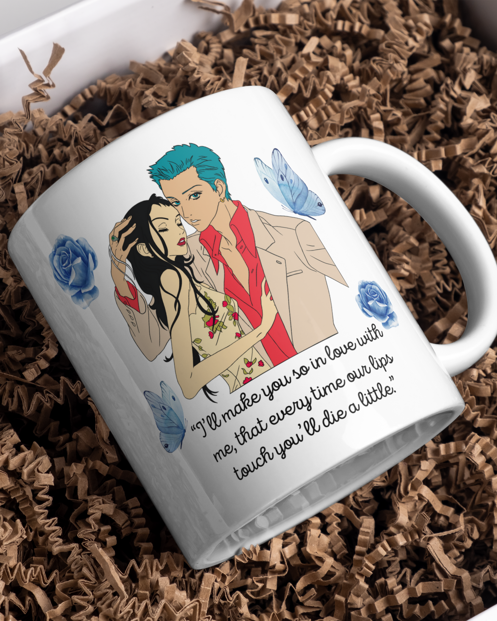 Tazza ceramica artigianale con atelier moda tema manga romantico